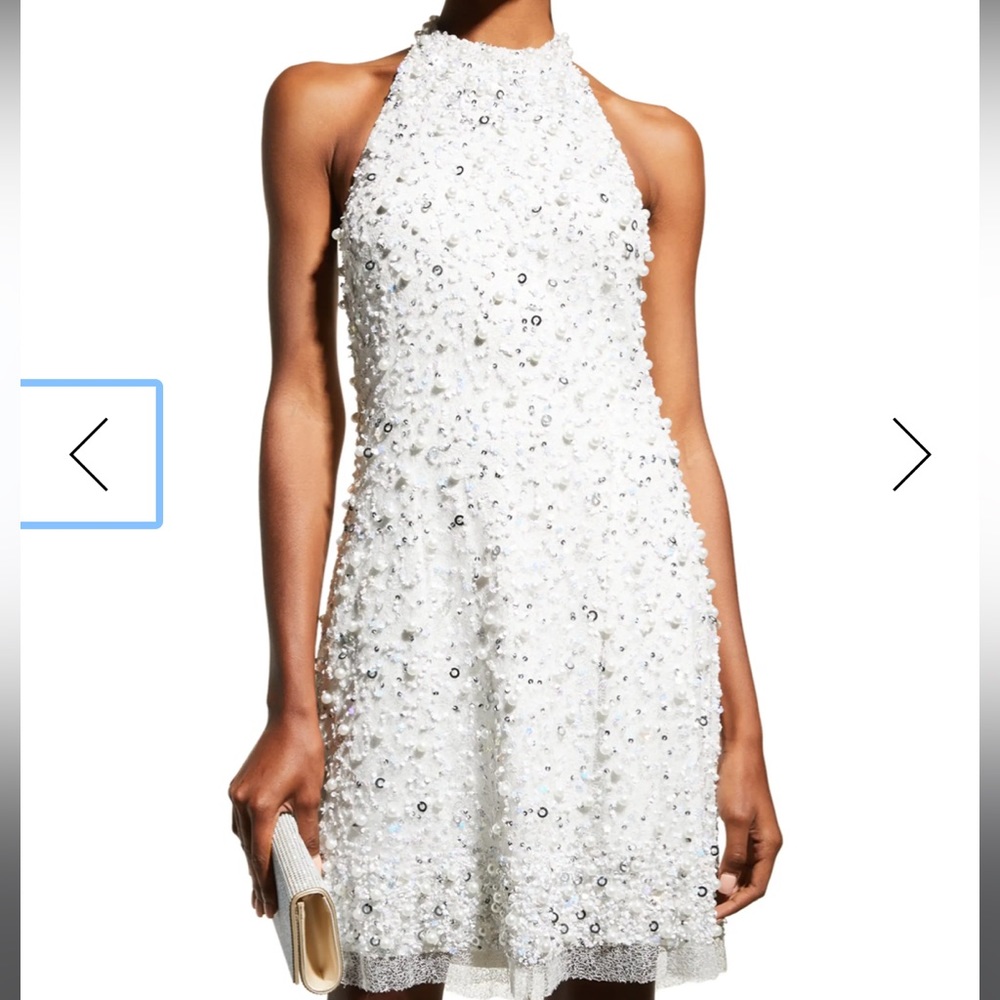 Aidan Mattox Beaded Halter Swing Dress